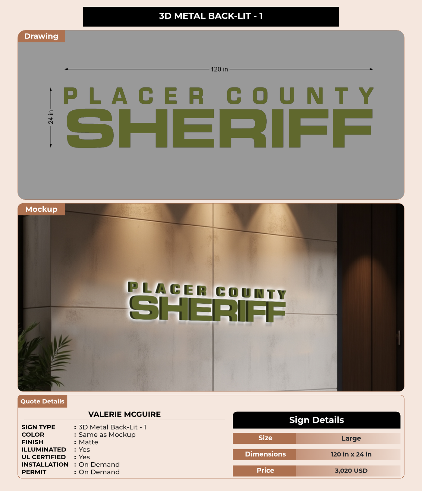 CUSTOM MOCKUP SIGN FOR Valerie McGuire