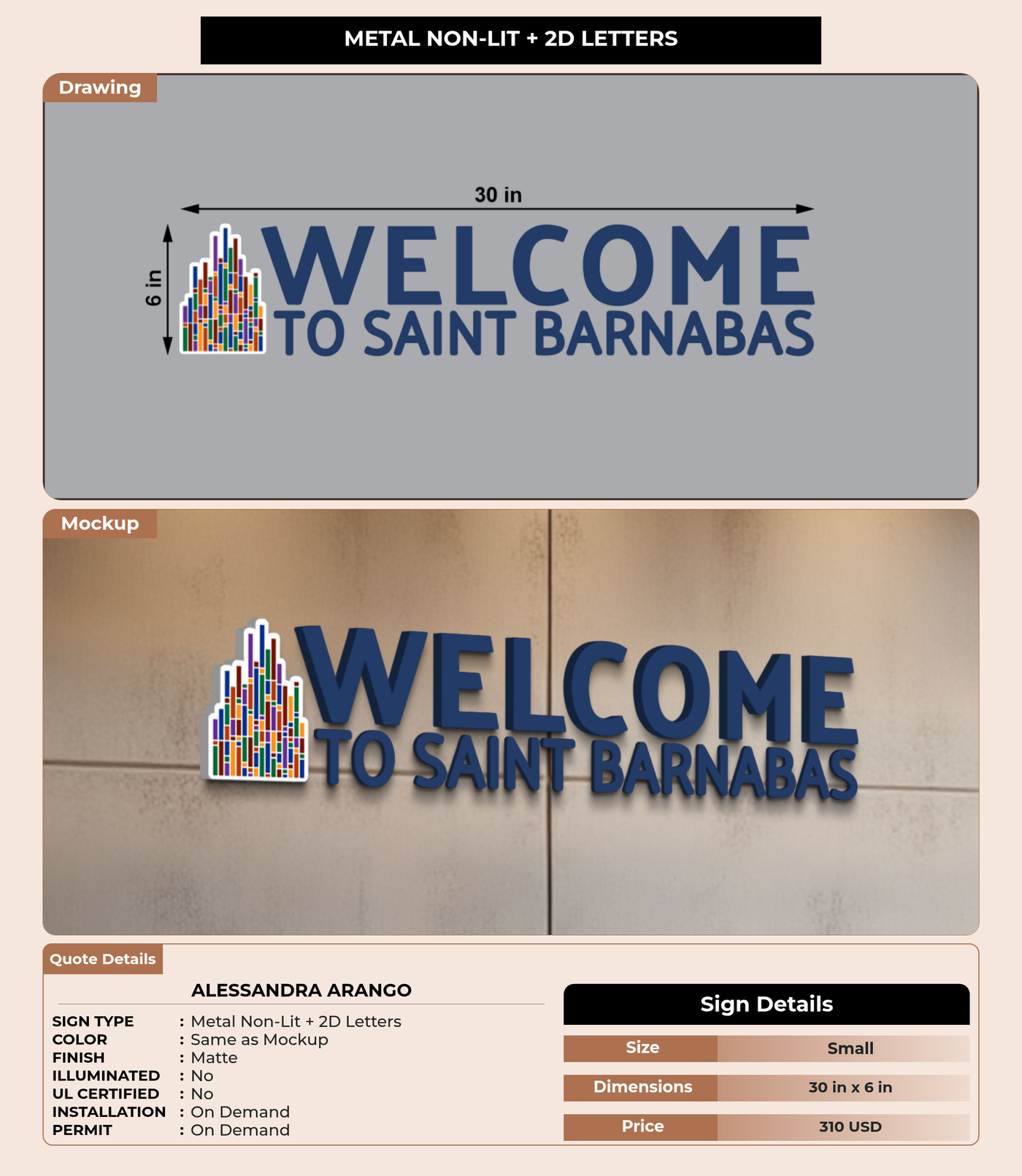 CUSTOM MOCKUP SIGN FOR Alessandra ARango