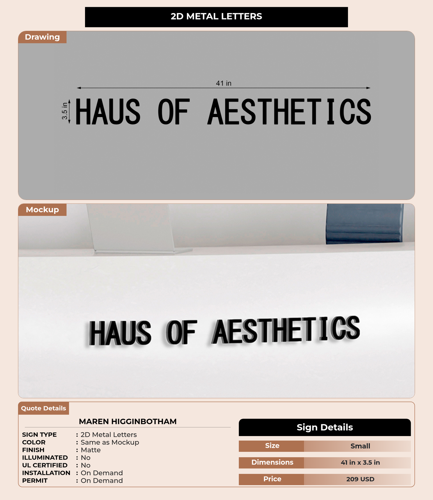 CUSTOM MOCKUP SIGN FOR Maren Higginbotham