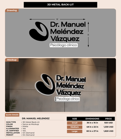CUSTOM MOCKUP SIGN FOR Dr. Manuel Melendez
