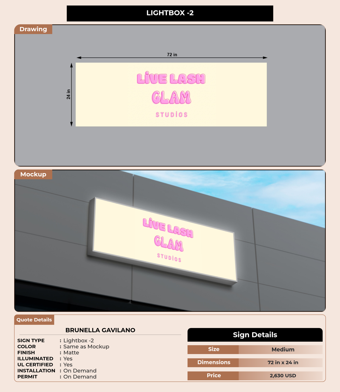 CUSTOM MOCKUP SIGN FOR Brunella Gavilano