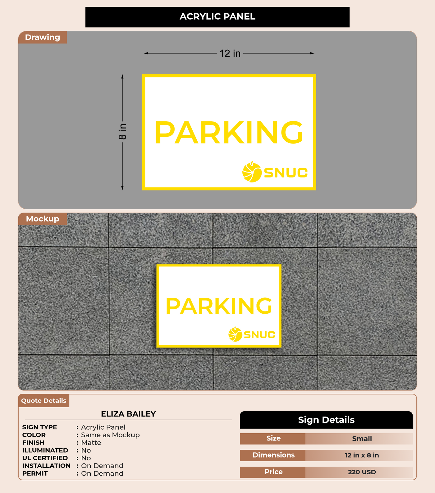 CUSTOM MOCKUP SIGN FOR Eliza Bailey