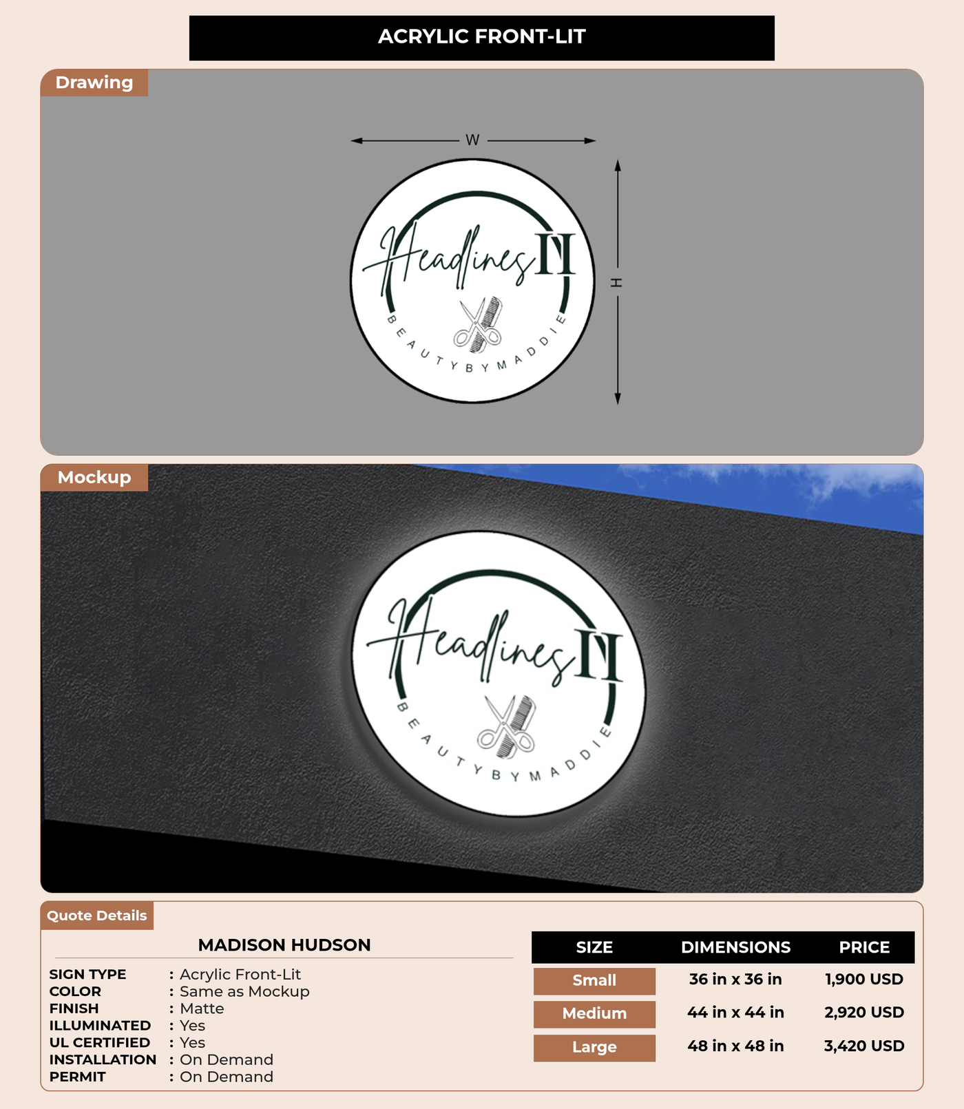 CUSTOM MOCKUP SIGN FOR Madison Hudson