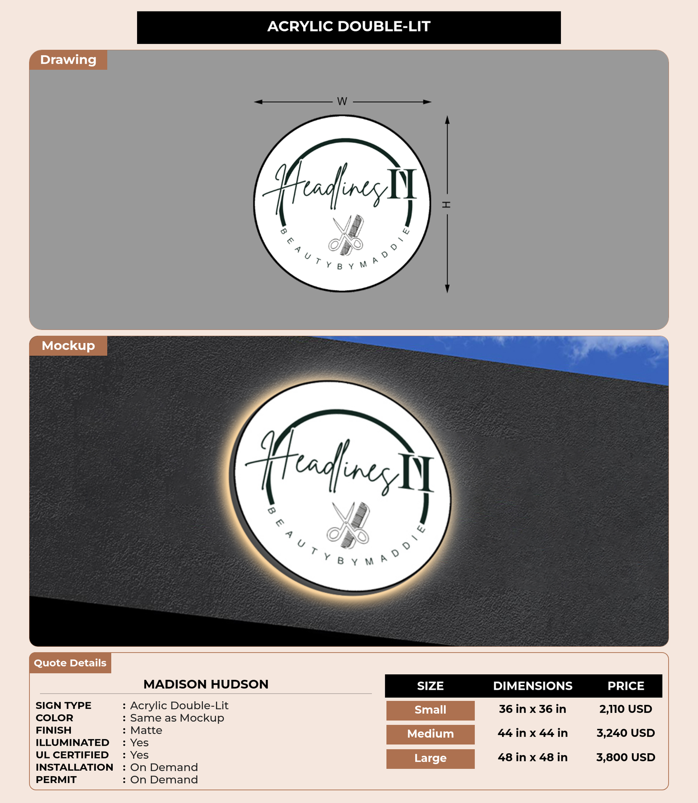 CUSTOM MOCKUP SIGN FOR Madison Hudson