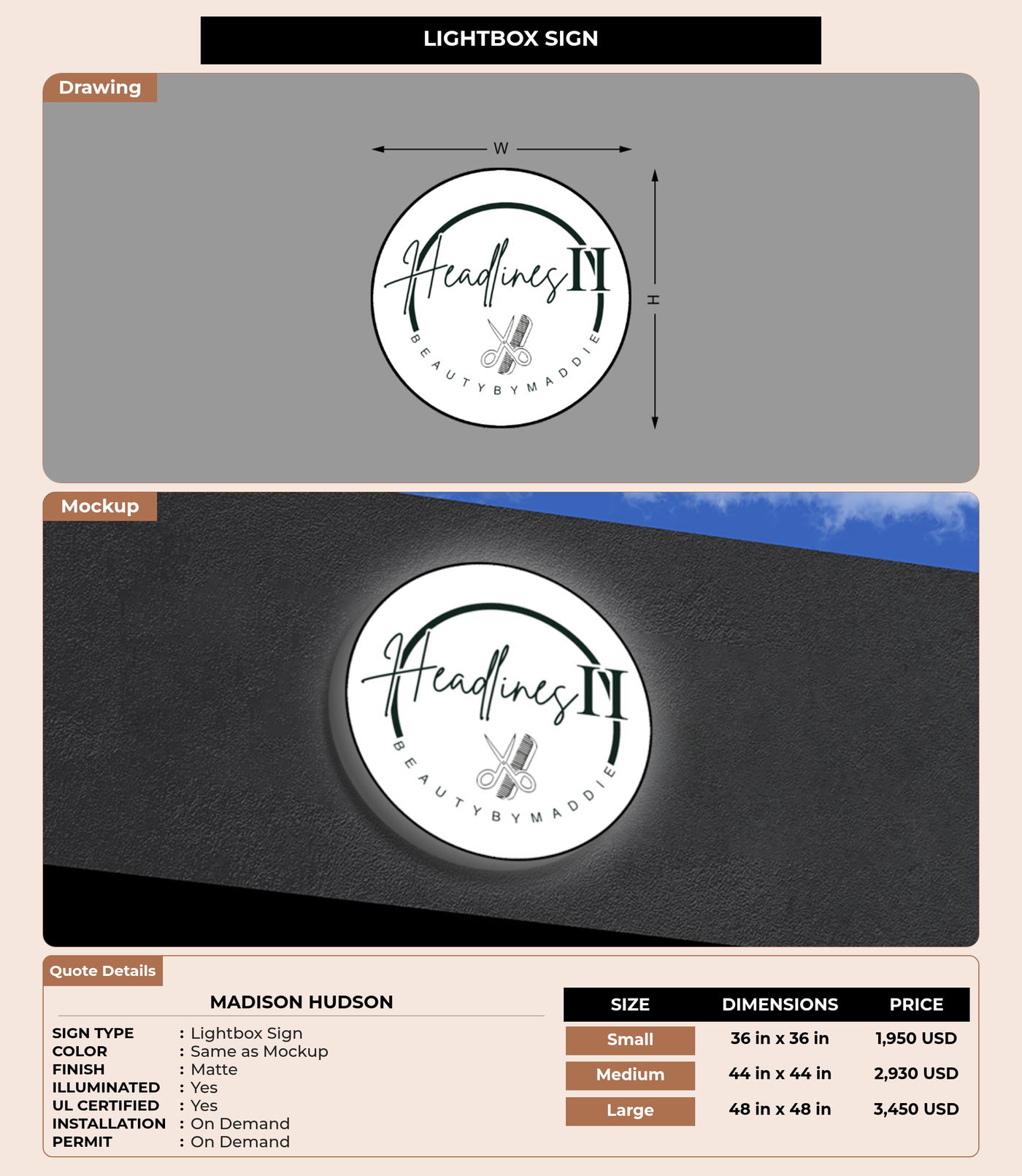 CUSTOM MOCKUP SIGN FOR Madison Hudson