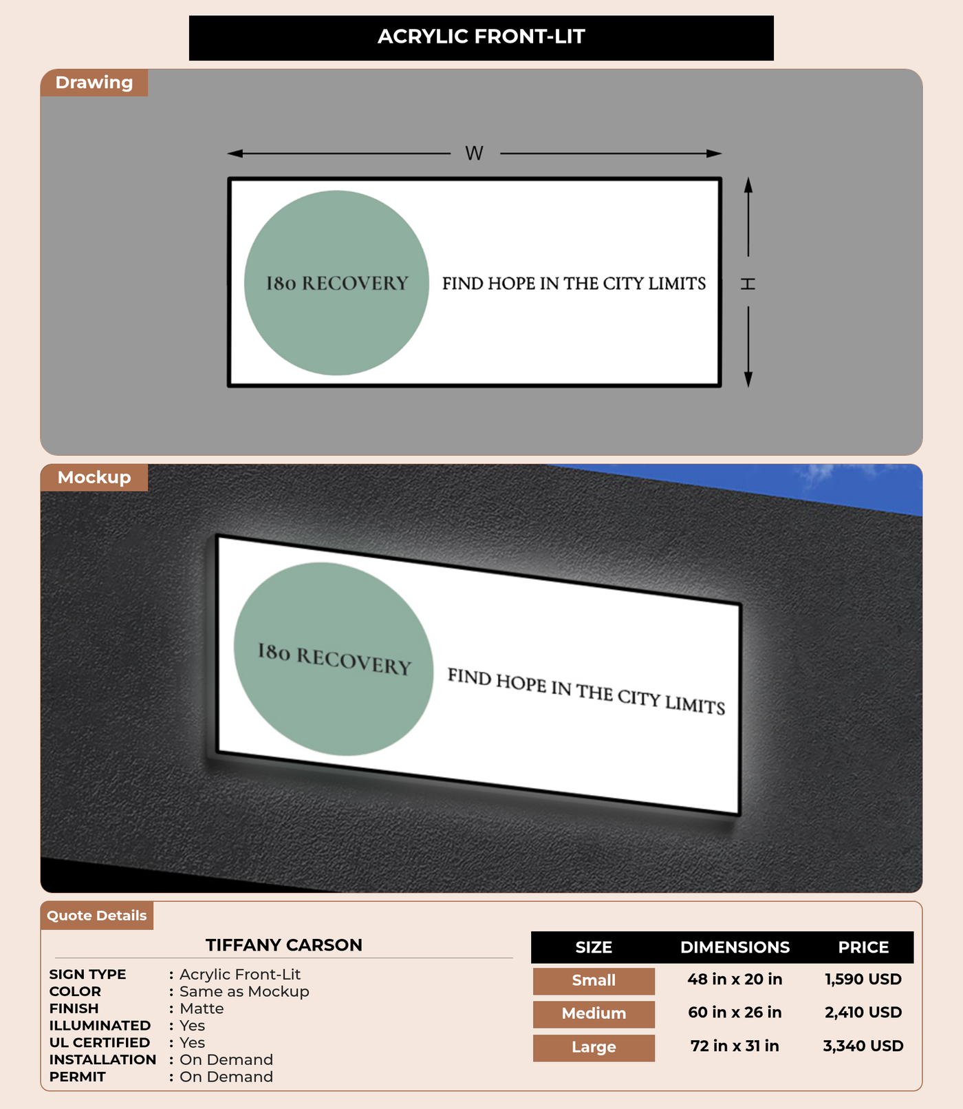 CUSTOM MOCKUP SIGN FOR Tiffany  Carson