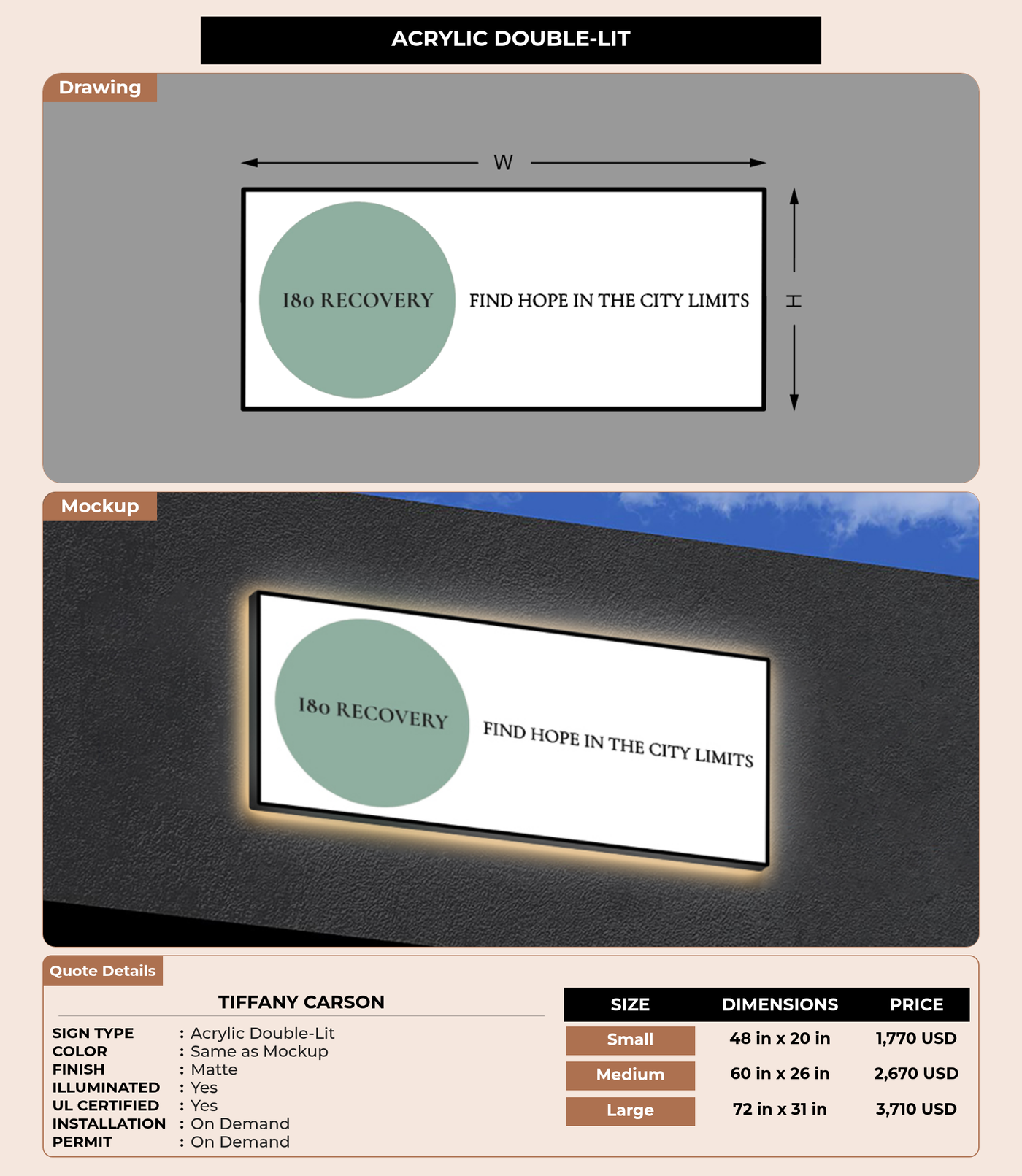 CUSTOM MOCKUP SIGN FOR Tiffany  Carson