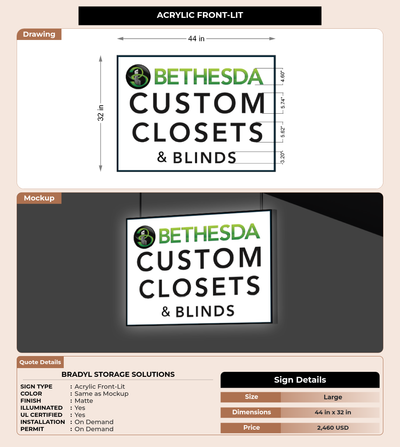 CUSTOM MOCKUP SIGN FOR Bradyl Storage Solutions