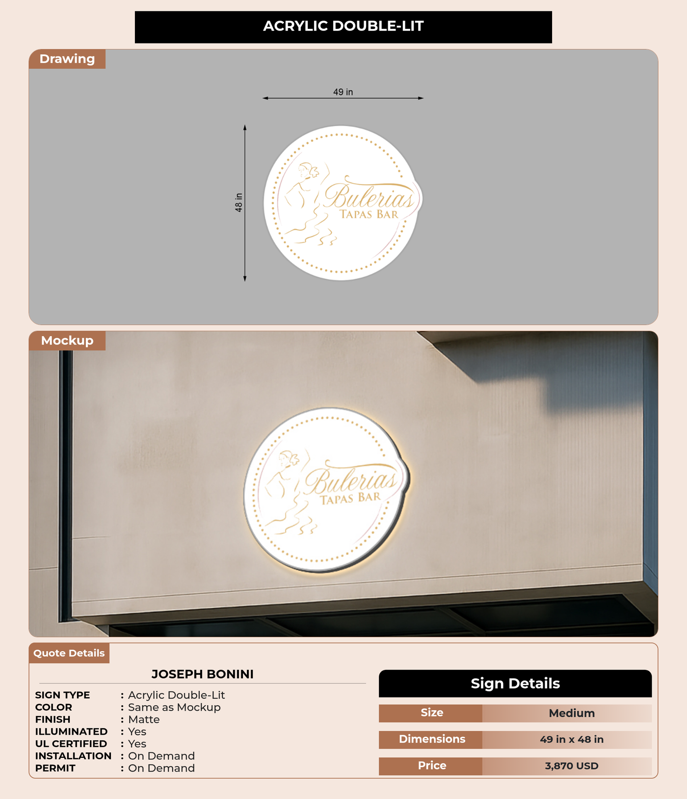 CUSTOM MOCKUP SIGN FOR Joseph Bonini