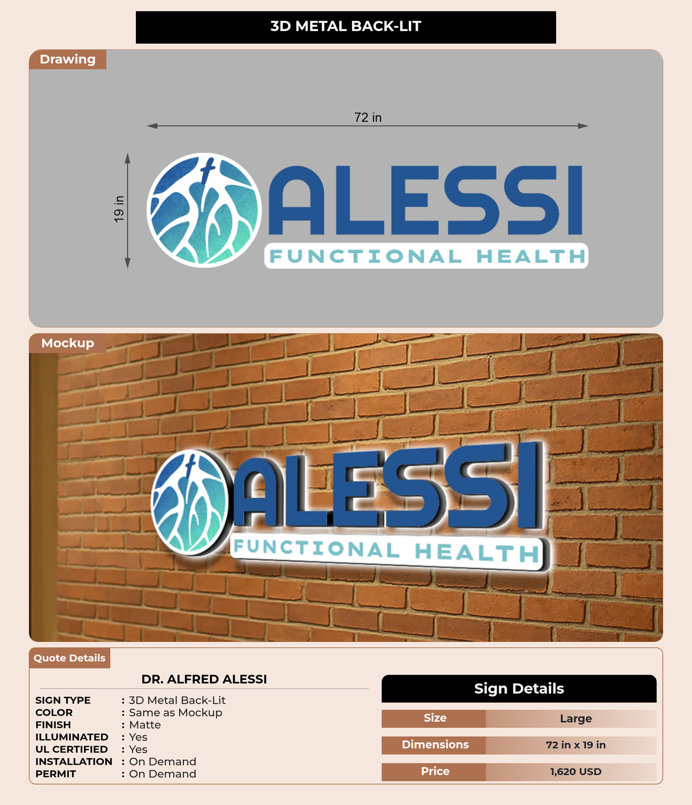 CUSTOM MOCKUP SIGN FOR Dr. Alfred Alessi