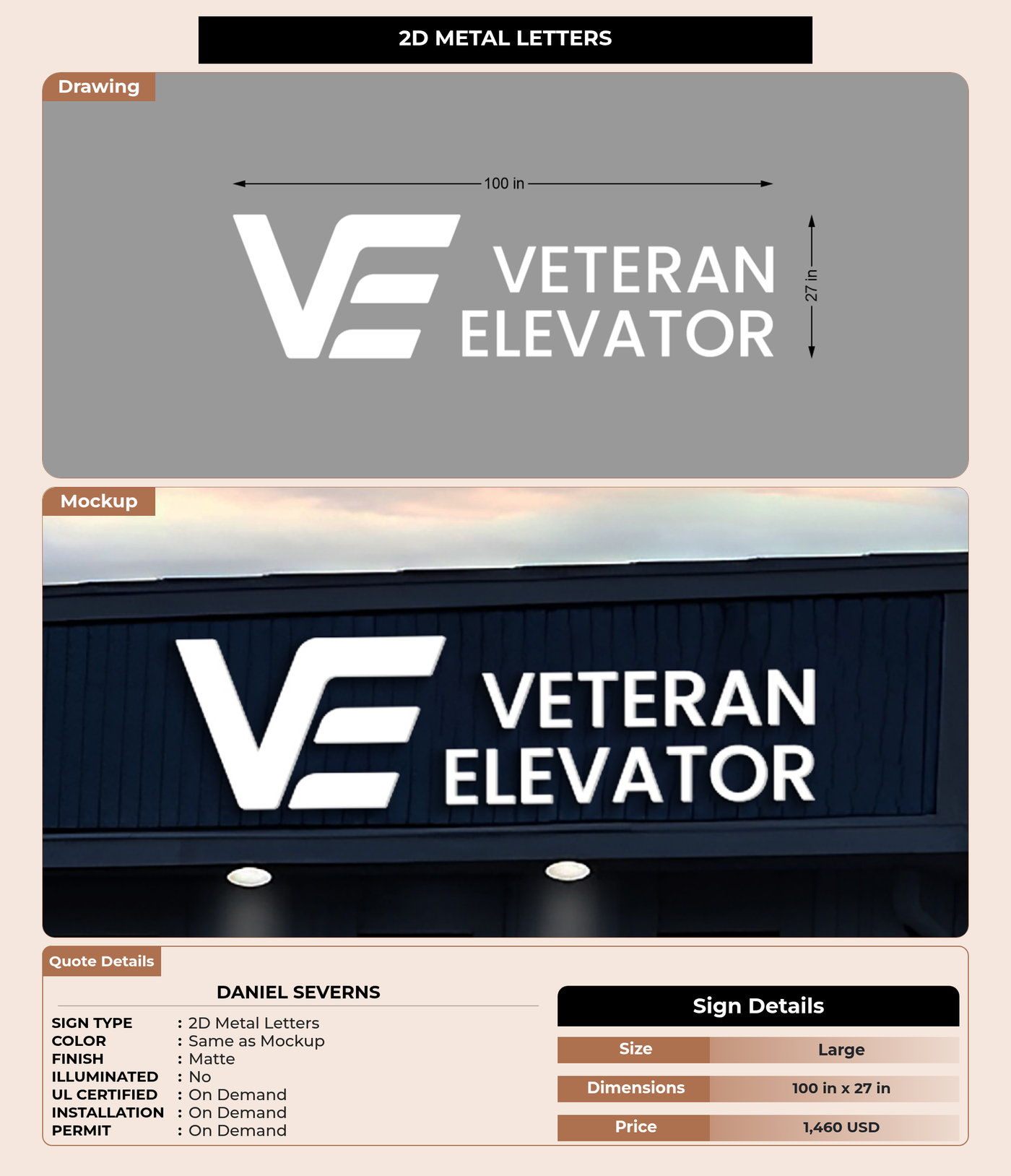 CUSTOM MOCKUP SIGN FOR Daniel Severns