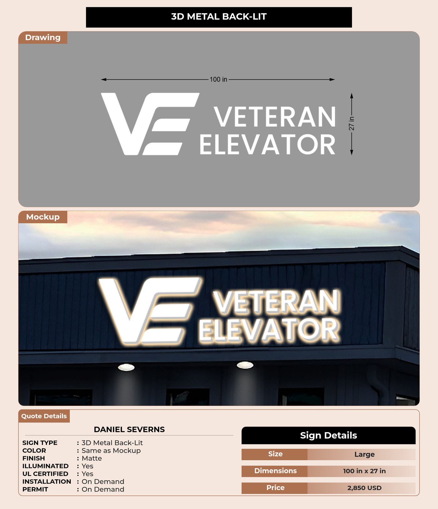 CUSTOM MOCKUP SIGN FOR Daniel Severns