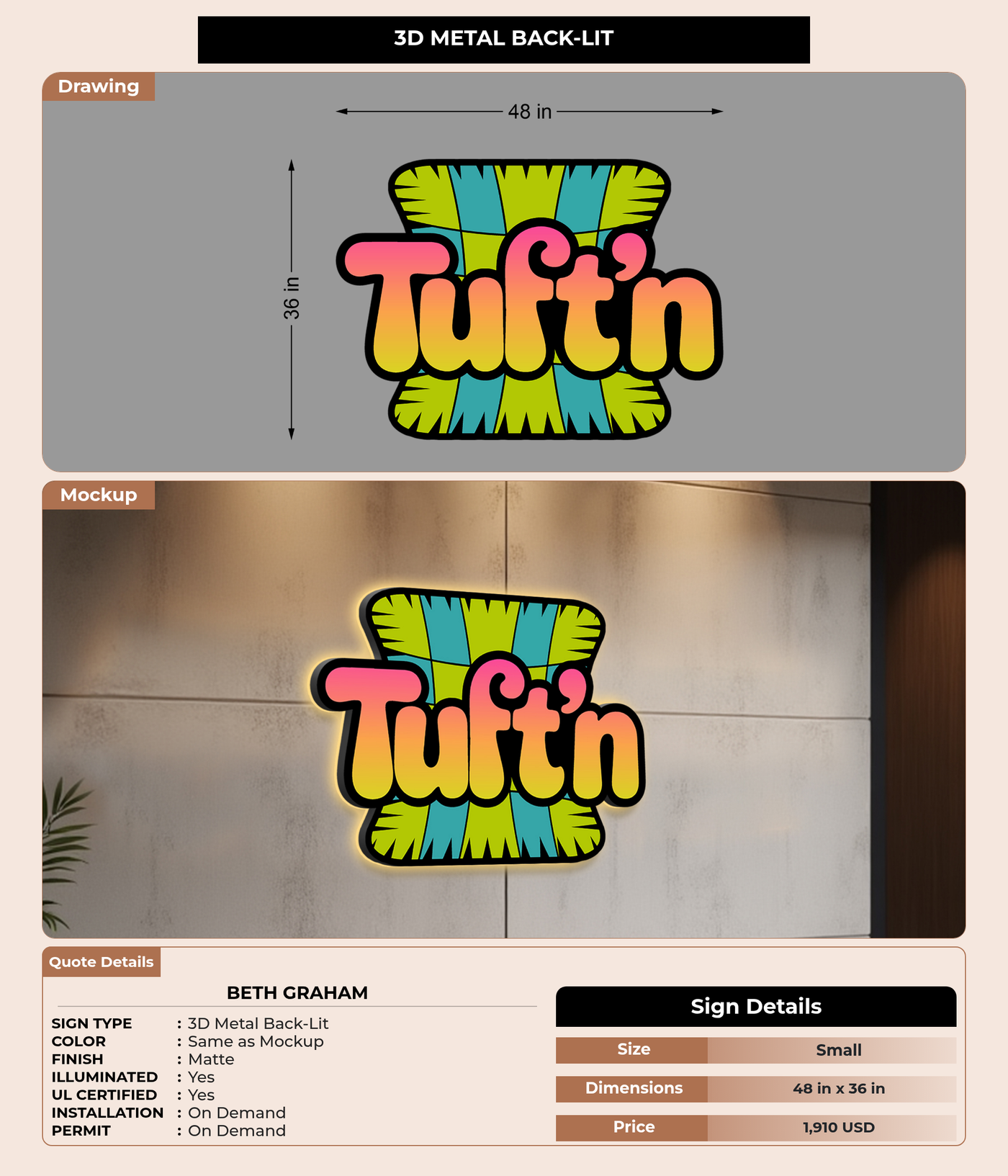 CUSTOM MOCKUP SIGN FOR Beth Graham