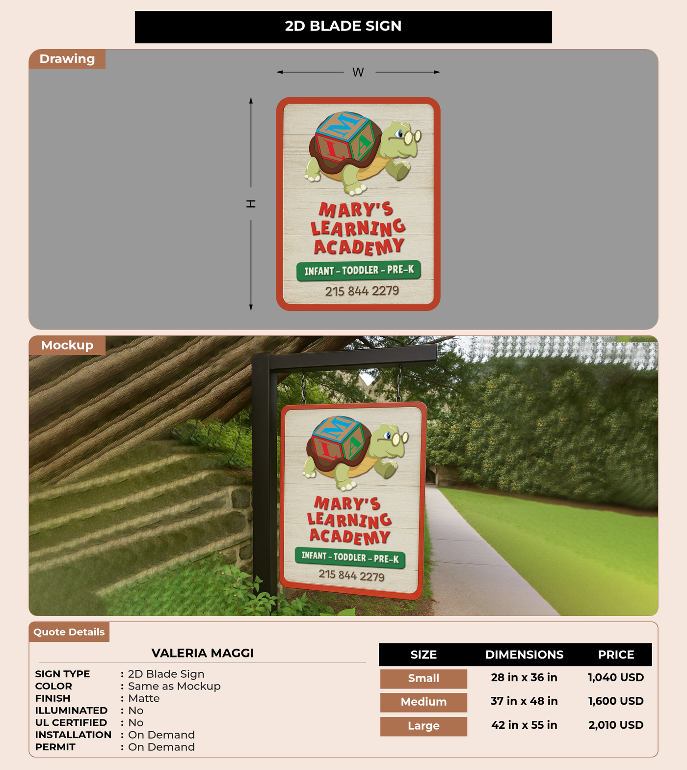 CUSTOM MOCKUP SIGN FOR Valeria Maggi