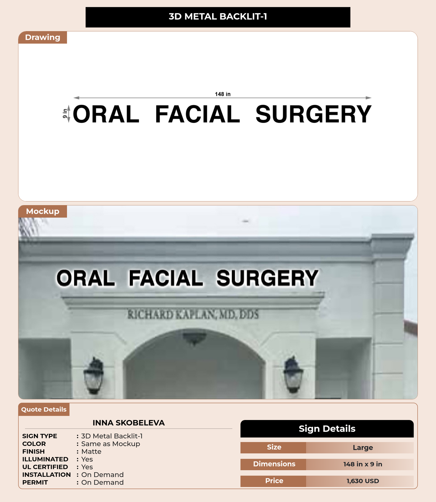 CUSTOM MOCKUP SIGN FOR Inna Skobeleva
