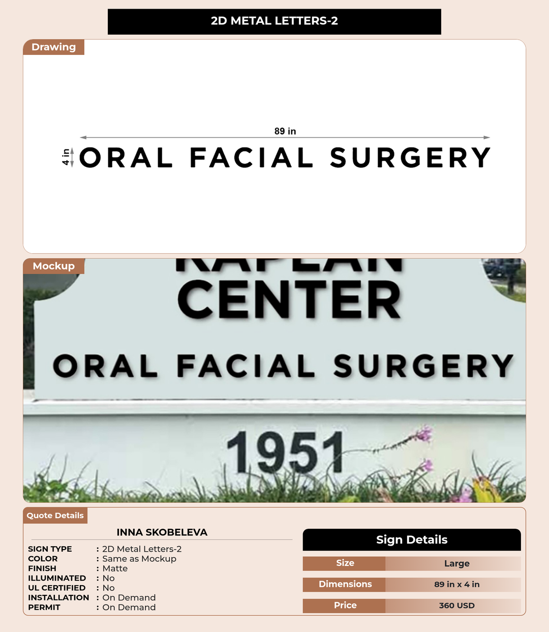 CUSTOM MOCKUP SIGN FOR Inna Skobeleva