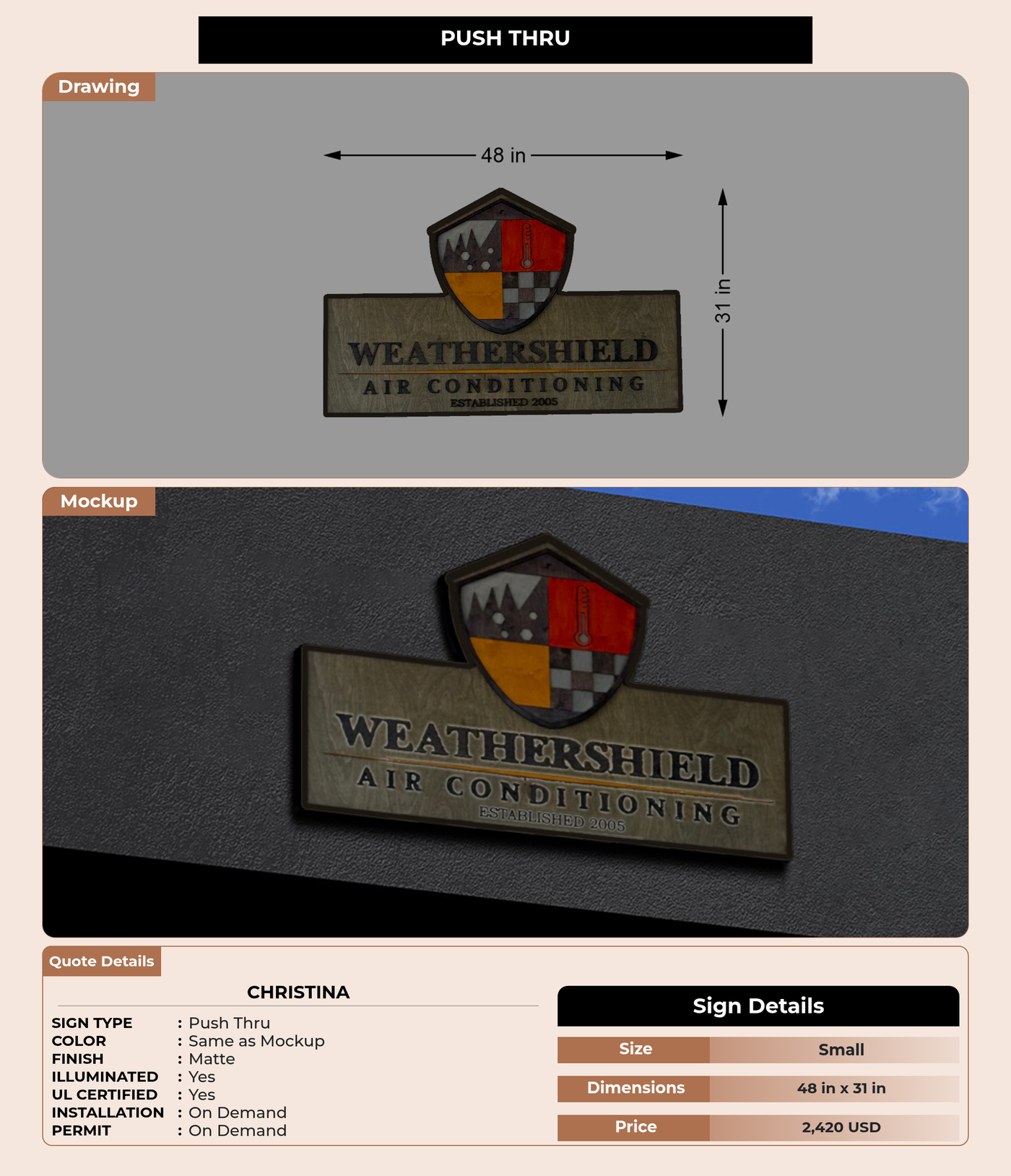 CUSTOM MOCKUP SIGN FOR Christina