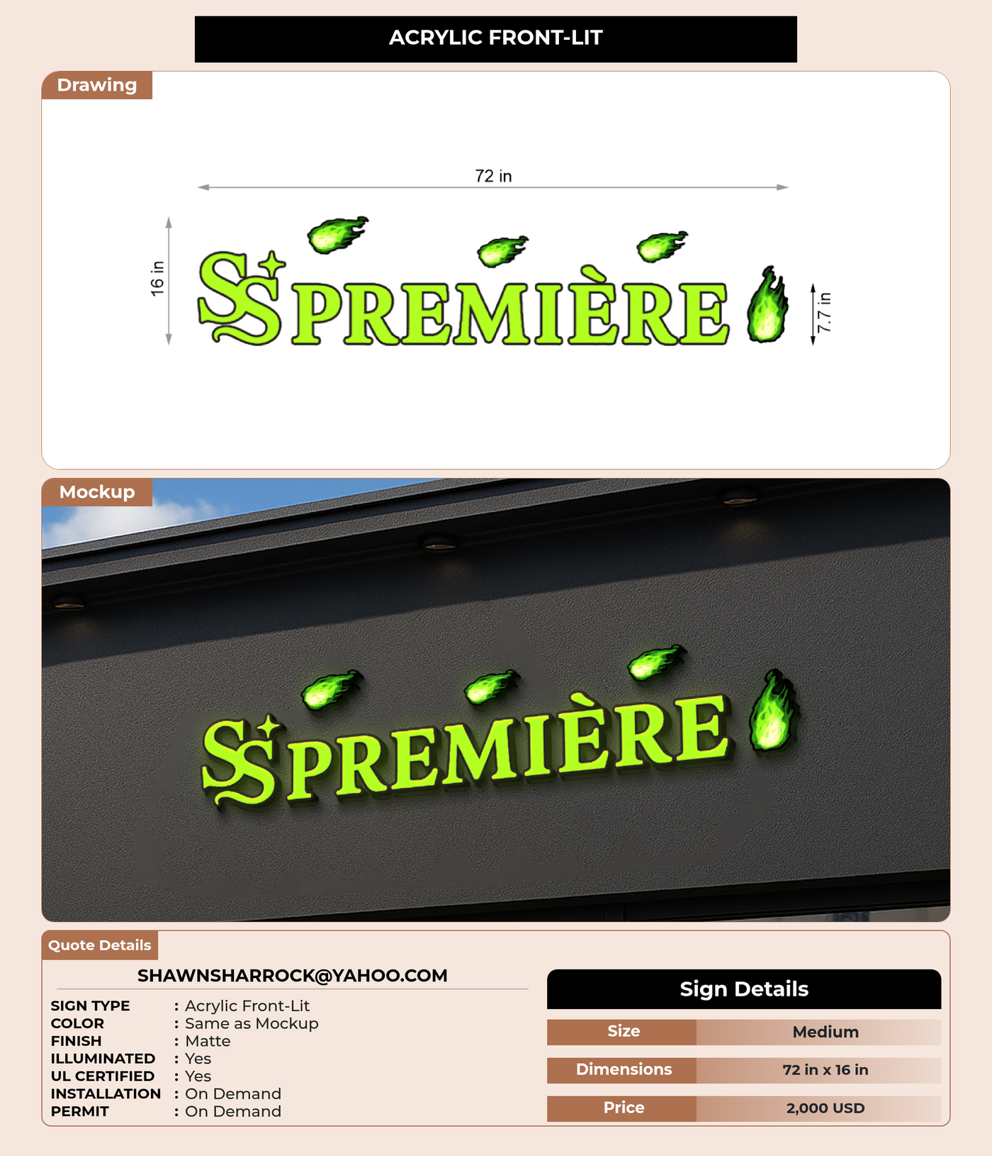 CUSTOM MOCKUP SIGN FOR Shawnsharrock@yahoo.com