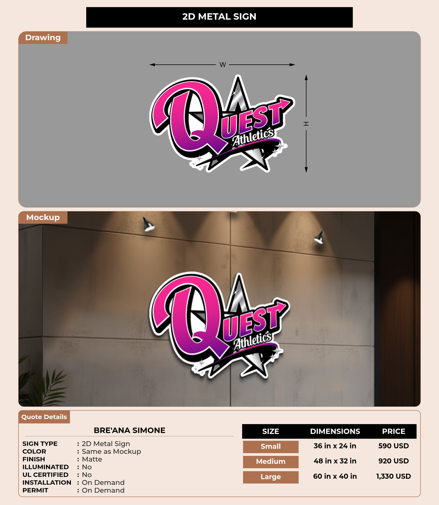 CUSTOM MOCKUP SIGN FOR Bre'Ana Simone