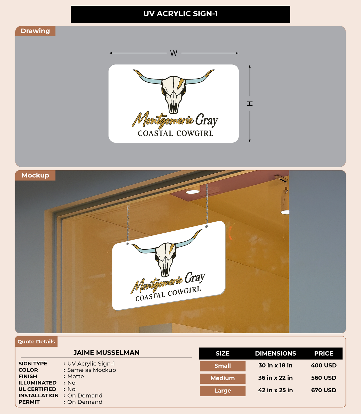 CUSTOM MOCKUP SIGN FOR Jaime Musselman