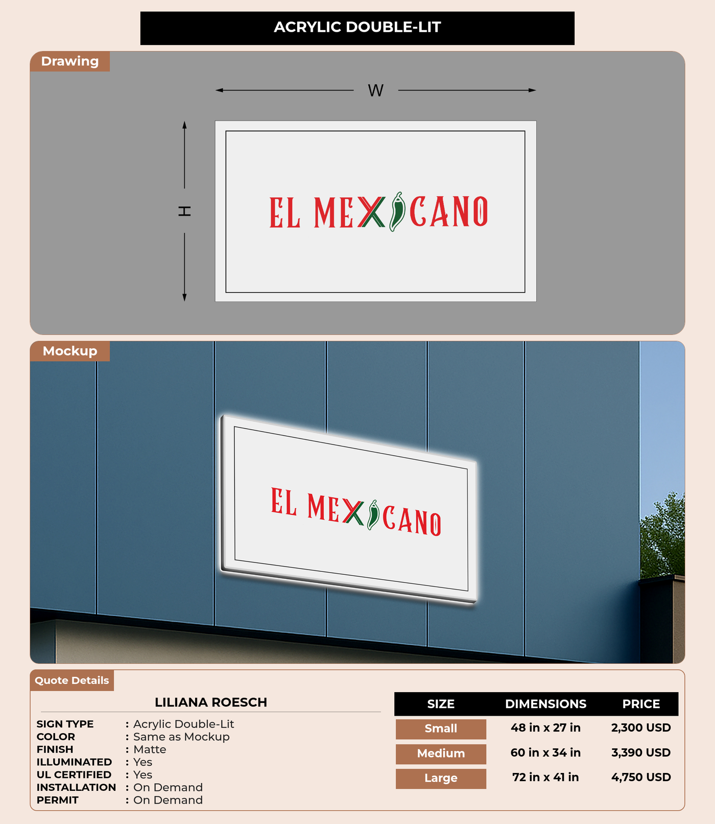 CUSTOM MOCKUP SIGN FOR Liliana Roesch