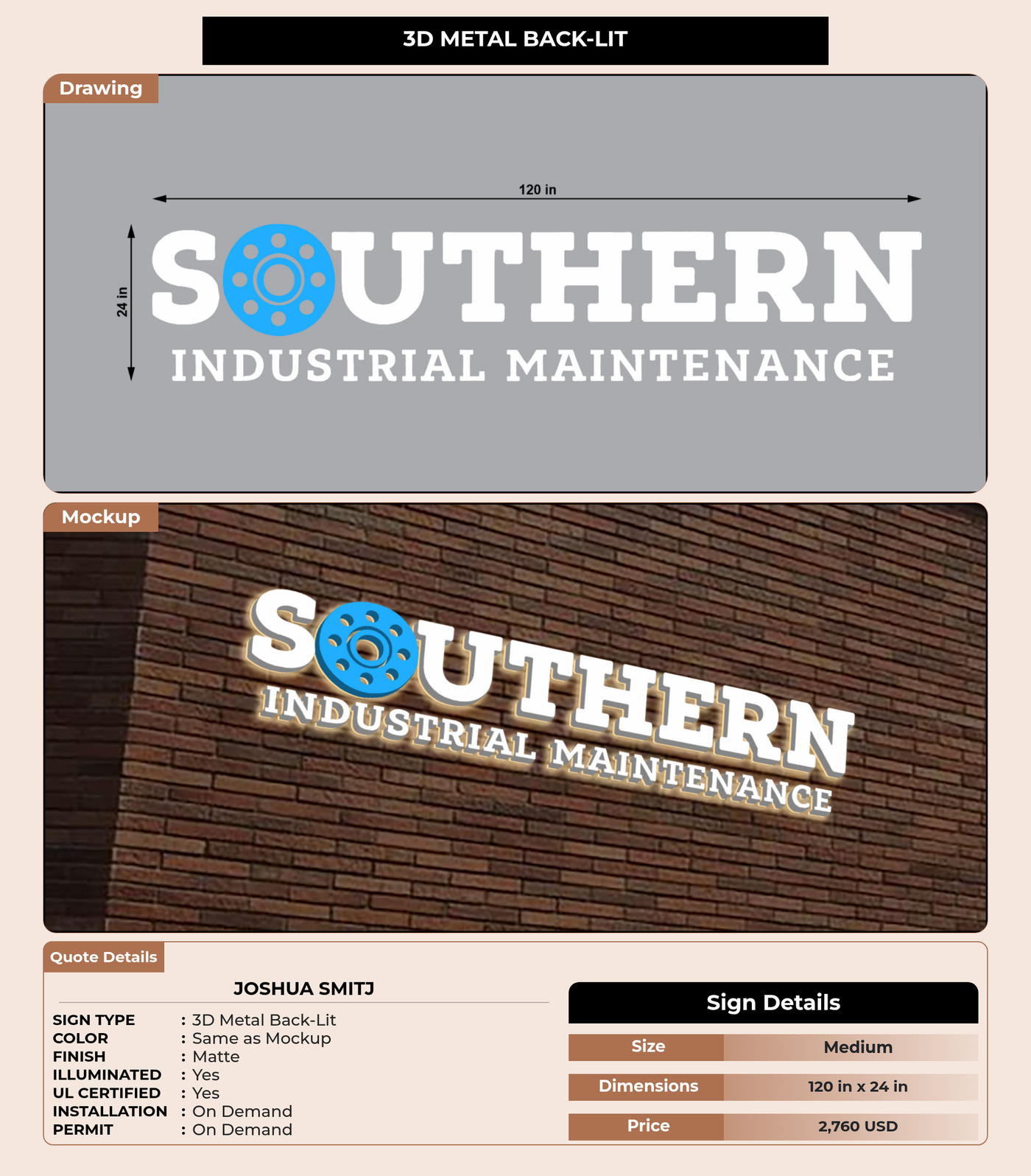 CUSTOM MOCKUP SIGN FOR Joshua Smitj
