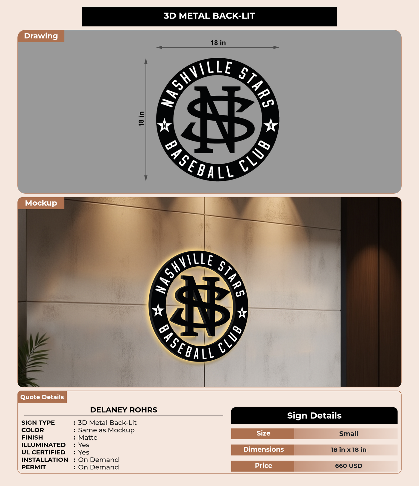 CUSTOM MOCKUP SIGN FOR Delaney Rohrs
