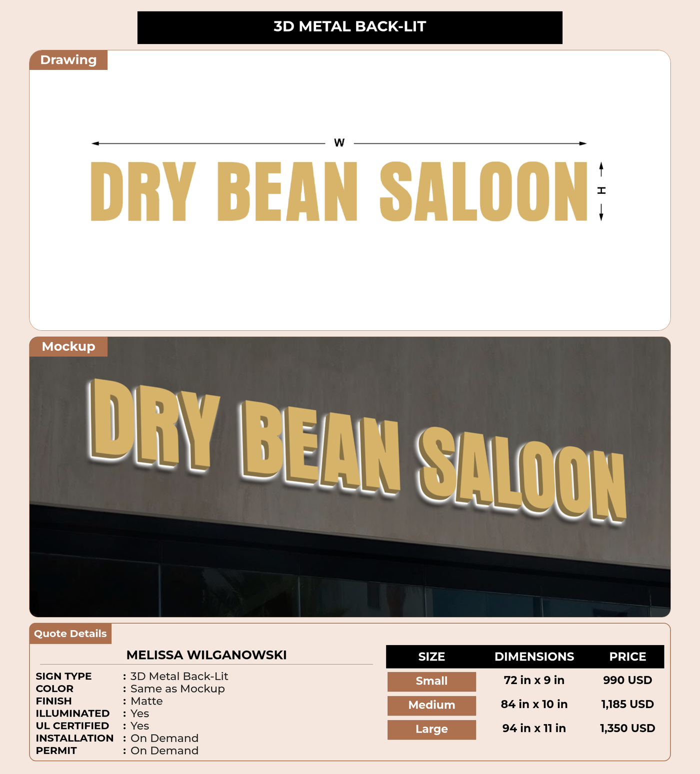 CUSTOM MOCKUP SIGN FOR Melissa Wilganowski