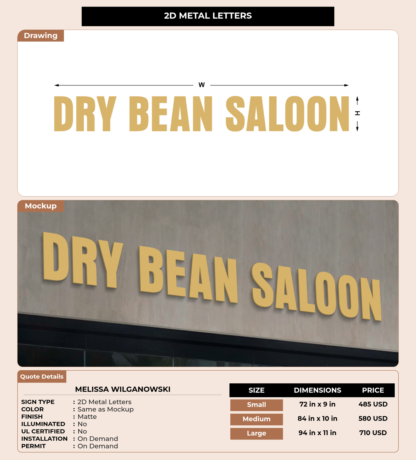 CUSTOM MOCKUP SIGN FOR Melissa Wilganowski