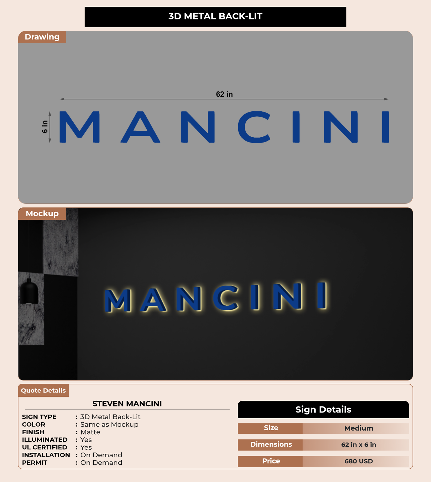 CUSTOM MOCKUP SIGN FOR Steven Mancini