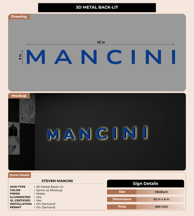 CUSTOM MOCKUP SIGN FOR Steven Mancini