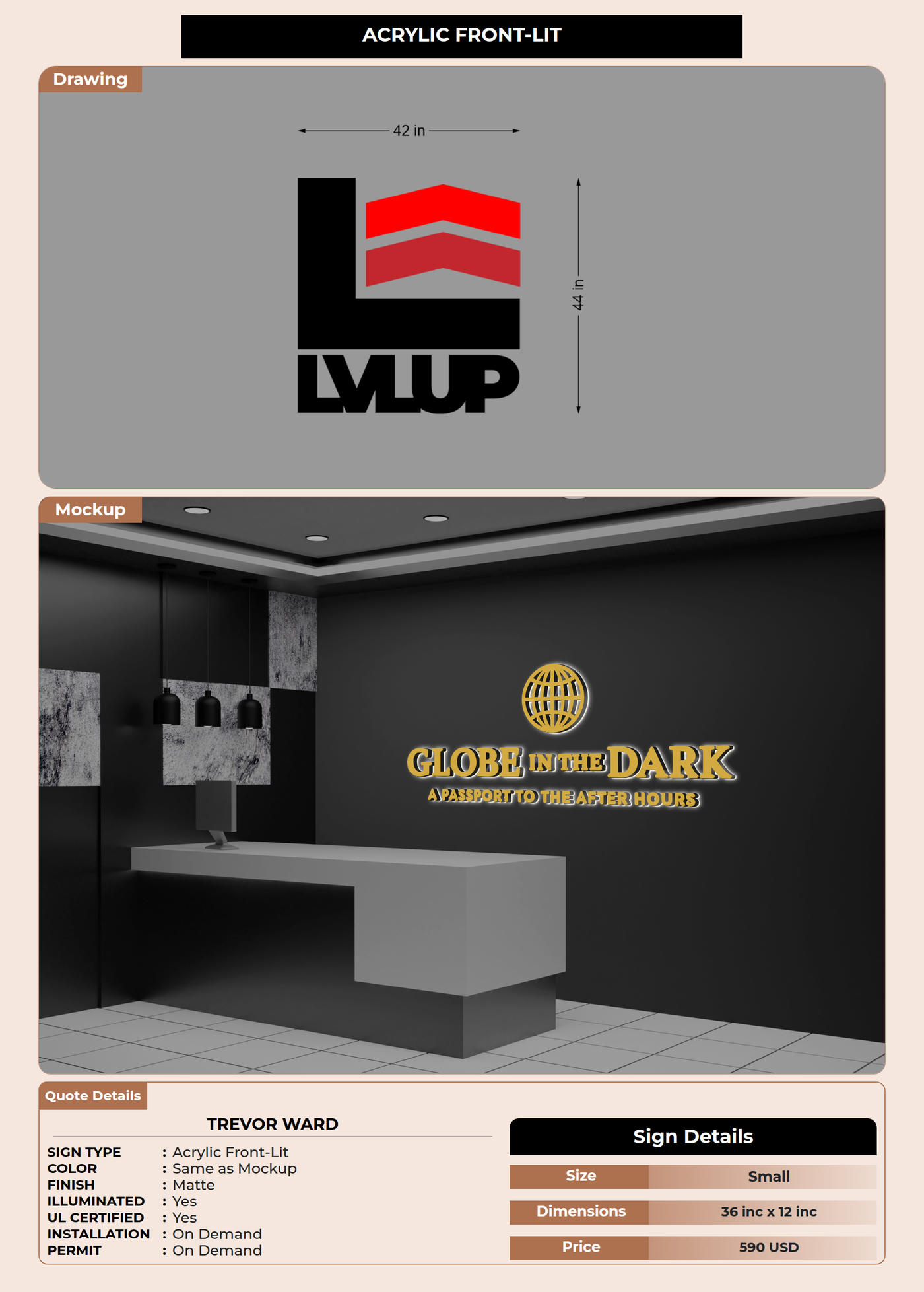 CUSTOM MOCKUP SIGN FOR Trevor Ward