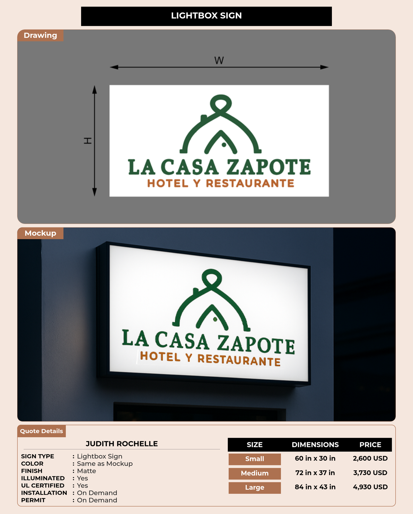 CUSTOM MOCKUP SIGN FOR Judith Rochelle
