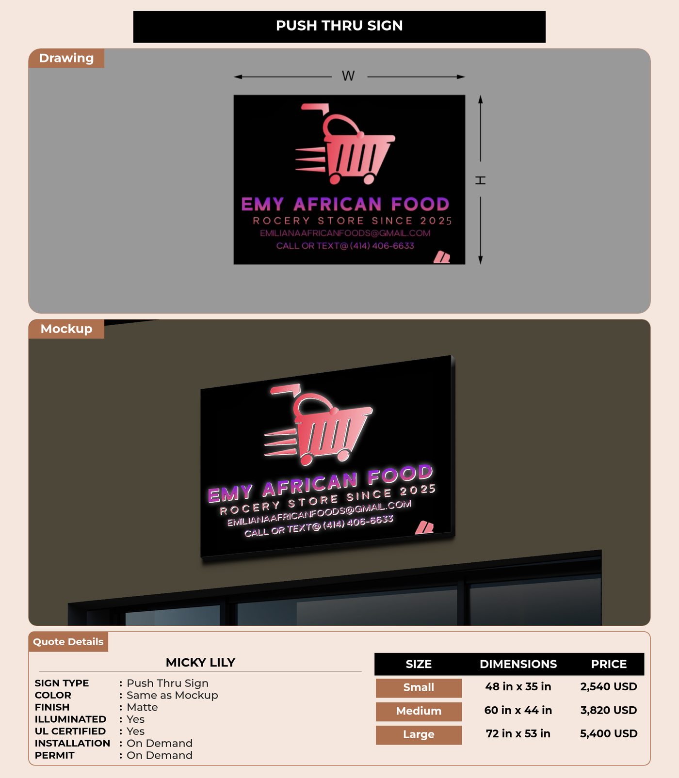 CUSTOM MOCKUP SIGN FOR Micky Lily
