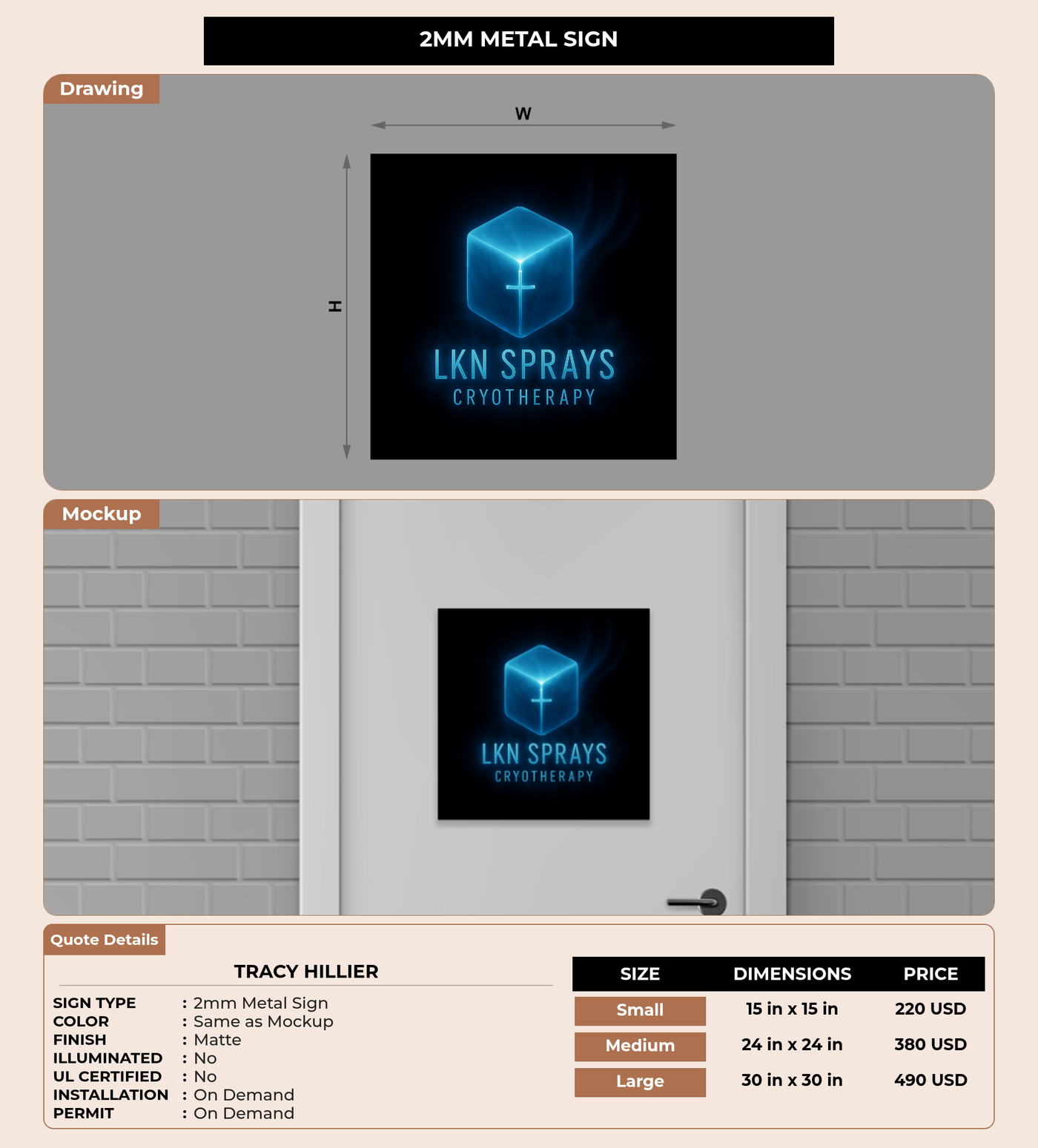 CUSTOM MOCKUP SIGN FOR Tracy Hillier