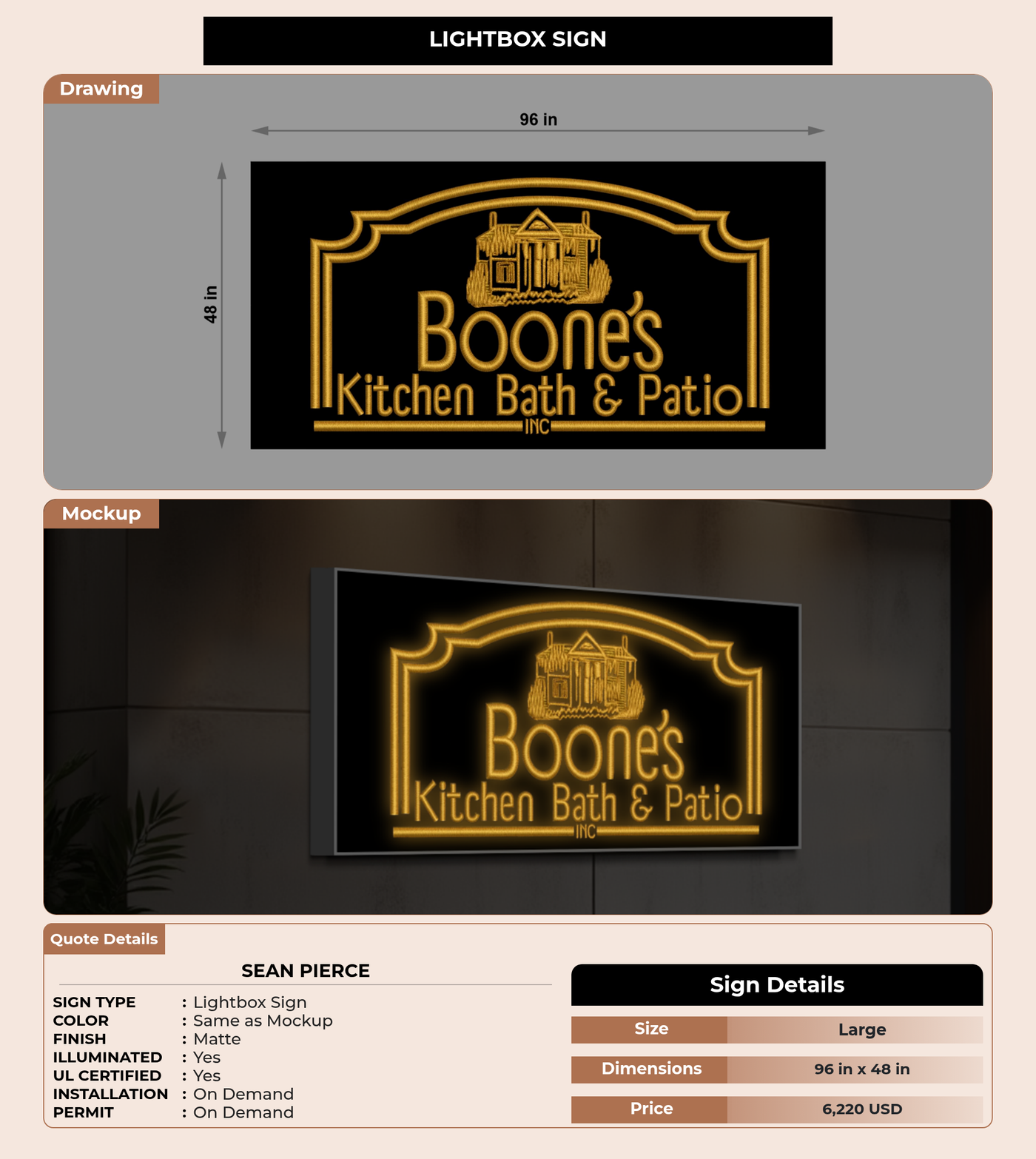 CUSTOM MOCKUP SIGN FOR Sean Pierce