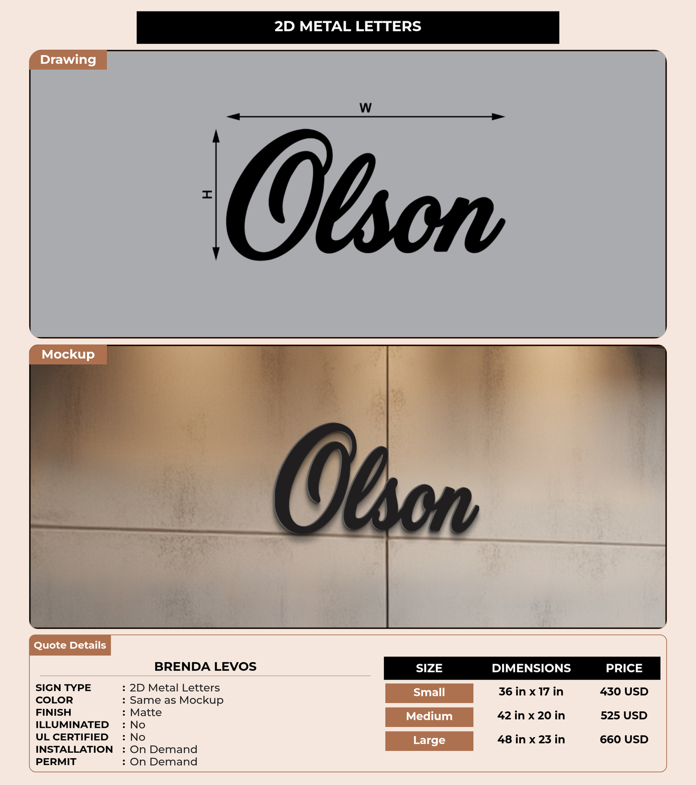 CUSTOM MOCKUP SIGN FOR Brenda Levos