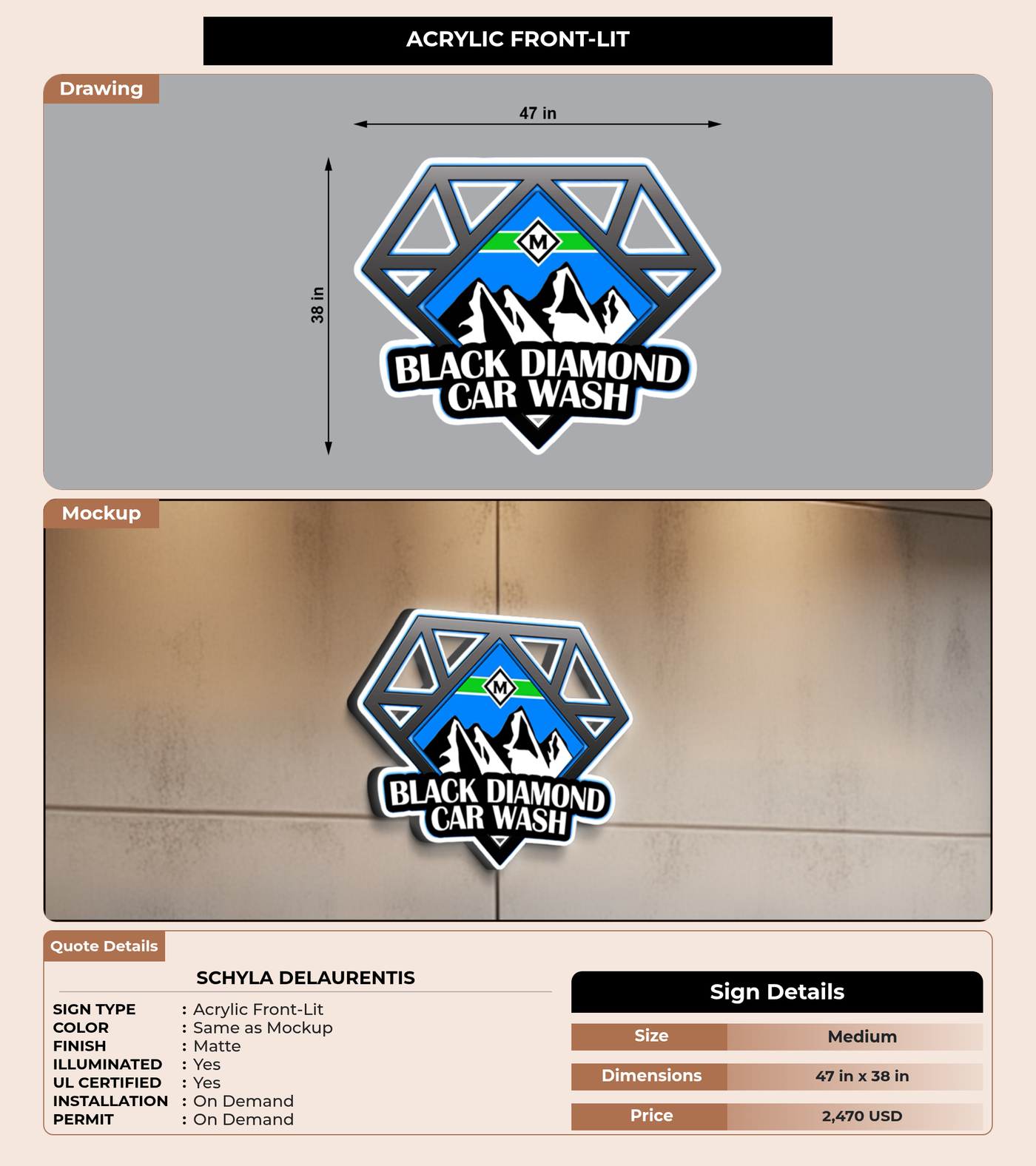 CUSTOM MOCKUP SIGN FOR Schyla DeLaurentis
