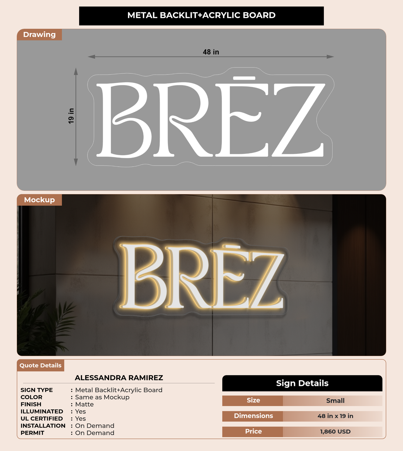 CUSTOM MOCKUP SIGN FOR Alessandra Ramirez