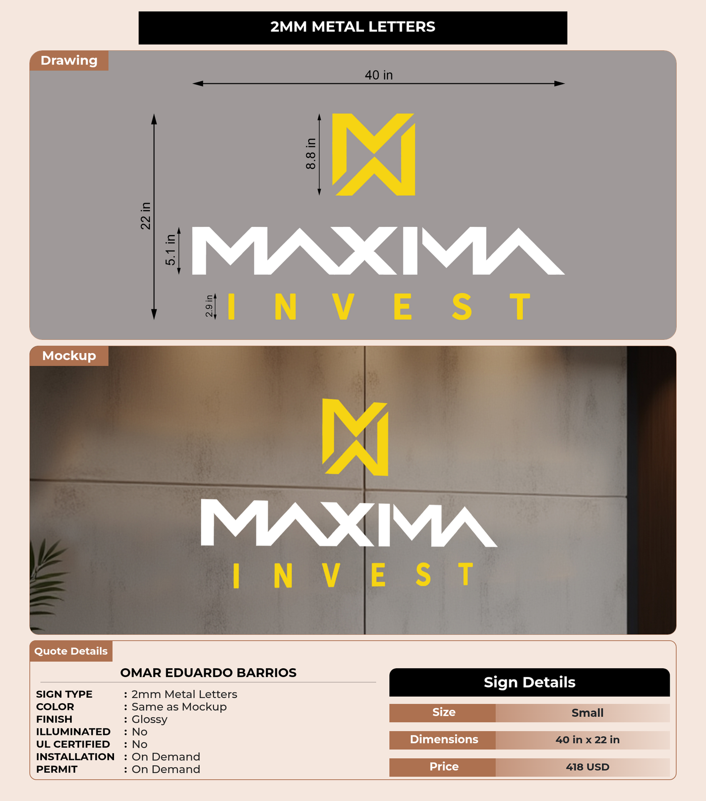 CUSTOM MOCKUP SIGN FOR Omar Eduardo Barrios