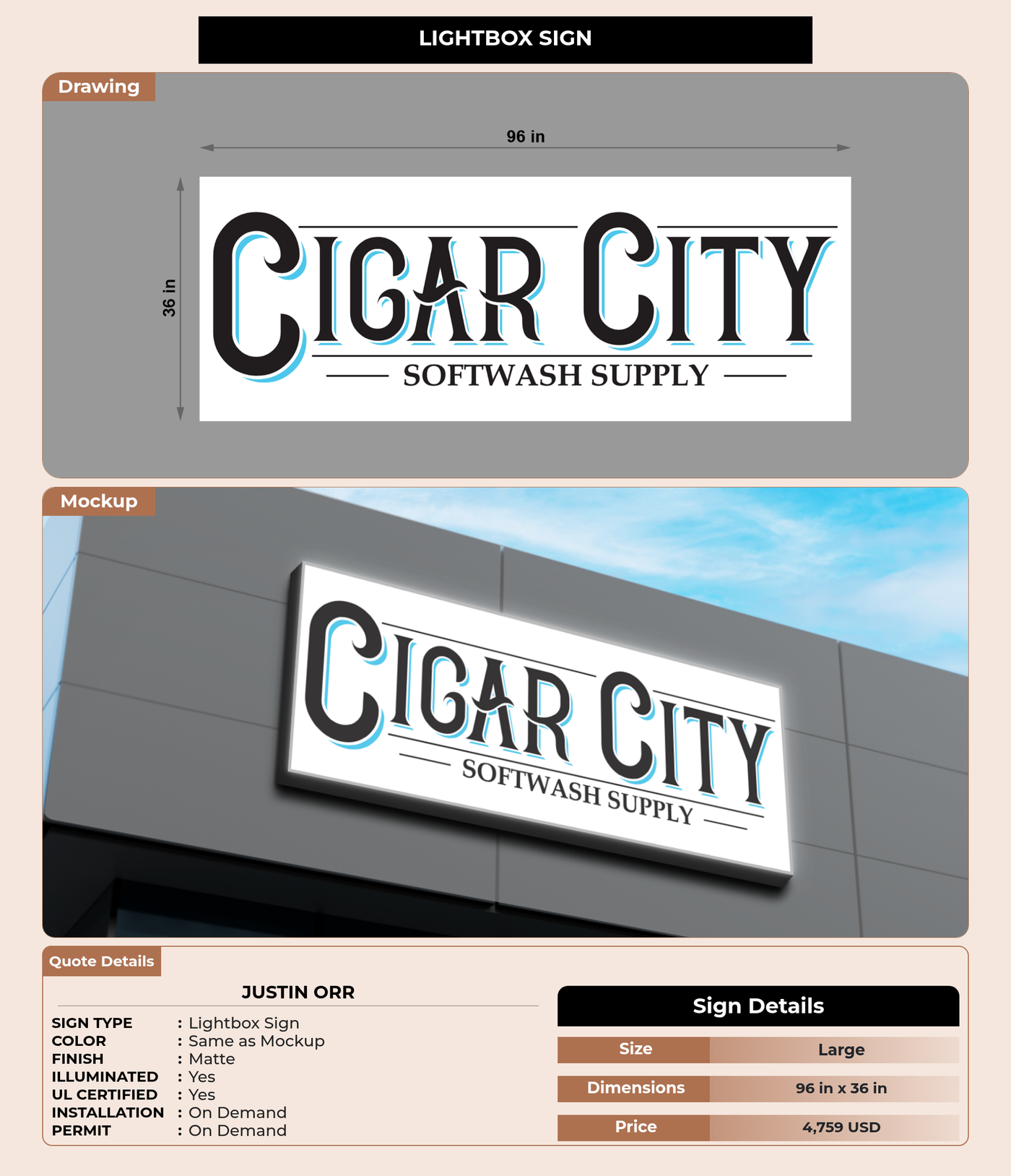 CUSTOM MOCKUP SIGN FOR Justin Orr