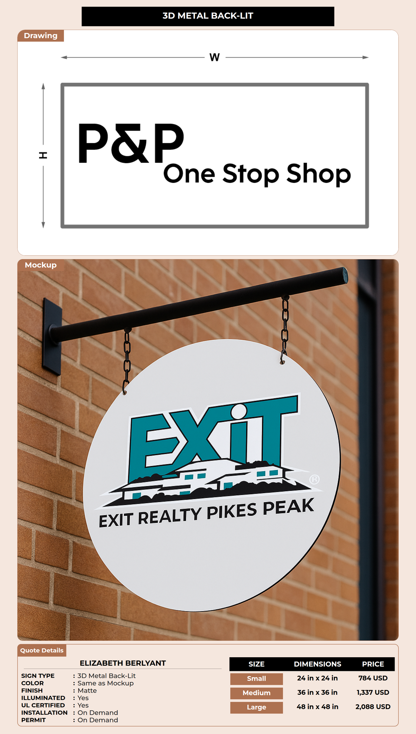 CUSTOM MOCKUP SIGN FOR Elizabeth Berlyant