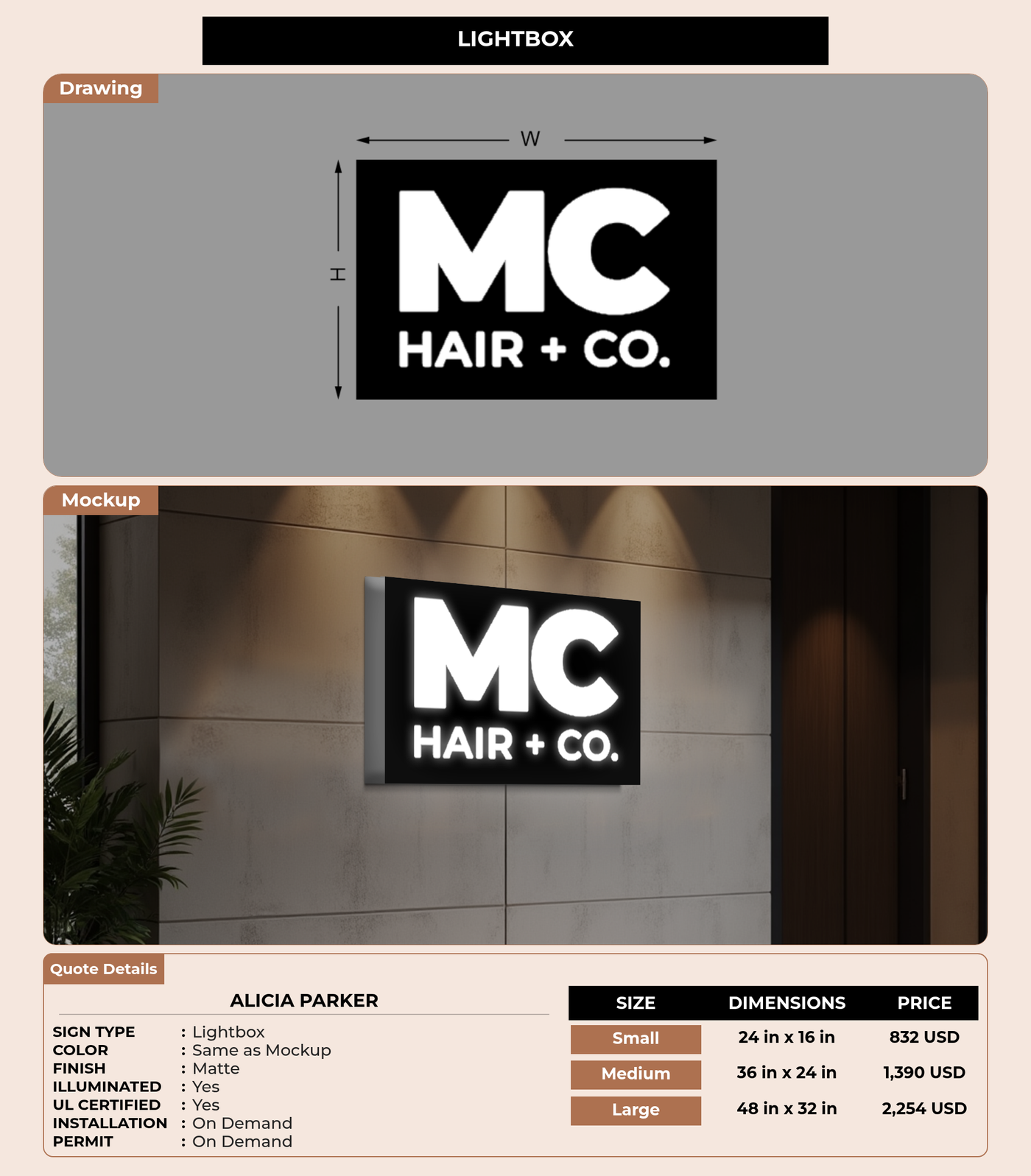 CUSTOM MOCKUP SIGN FOR Alicia Parker