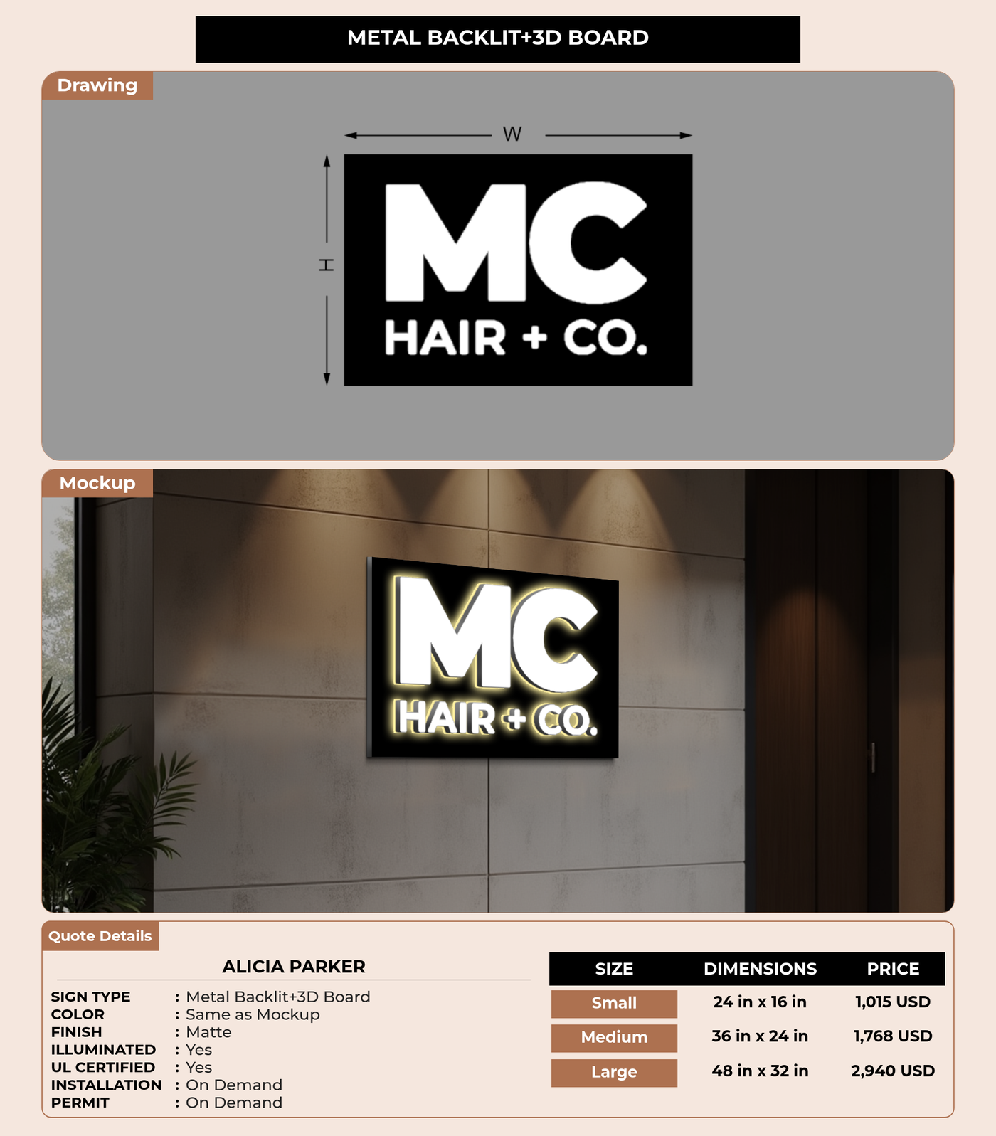CUSTOM MOCKUP SIGN FOR Alicia Parker