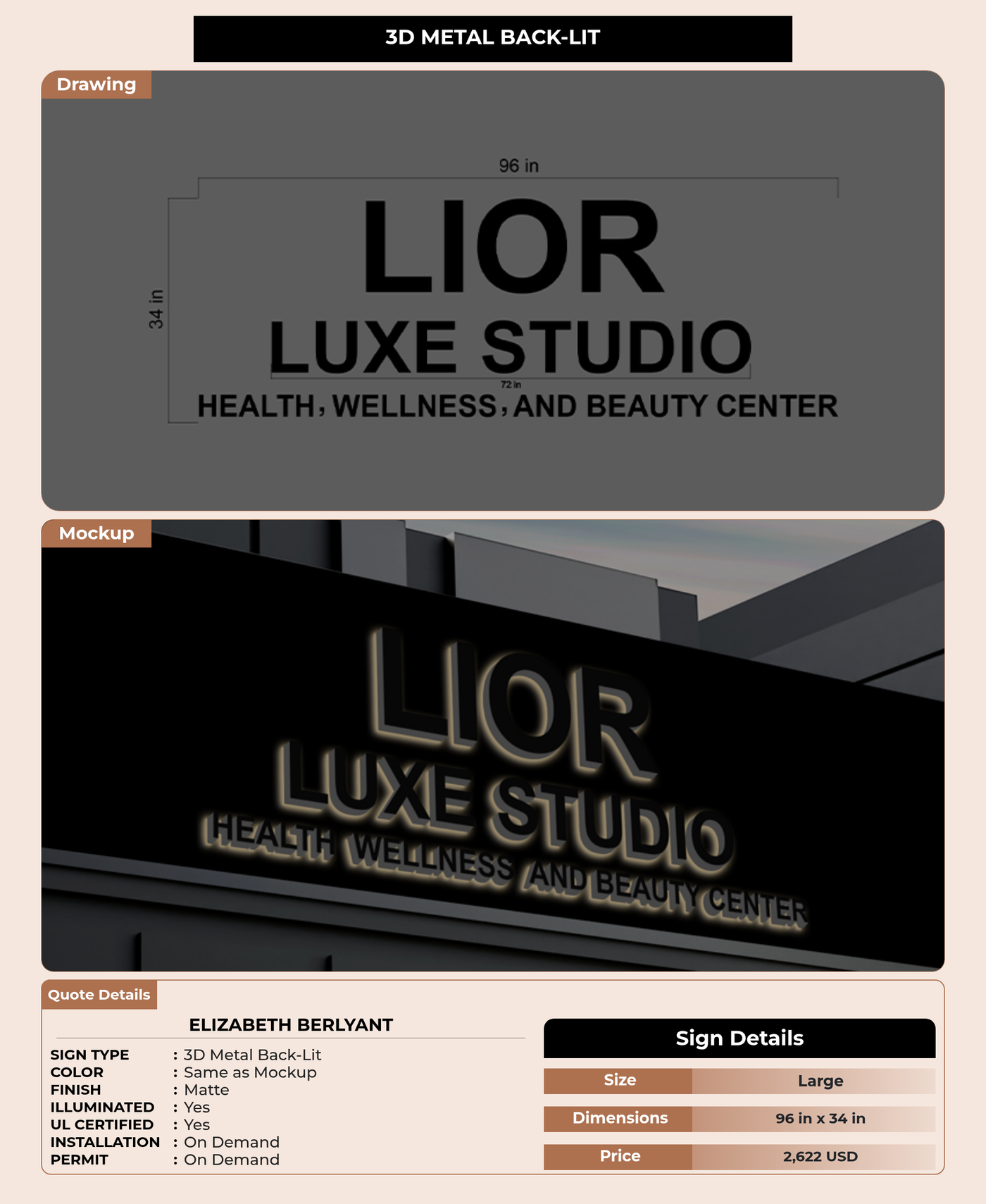 CUSTOM MOCKUP SIGN FOR Elizabeth Berlyant