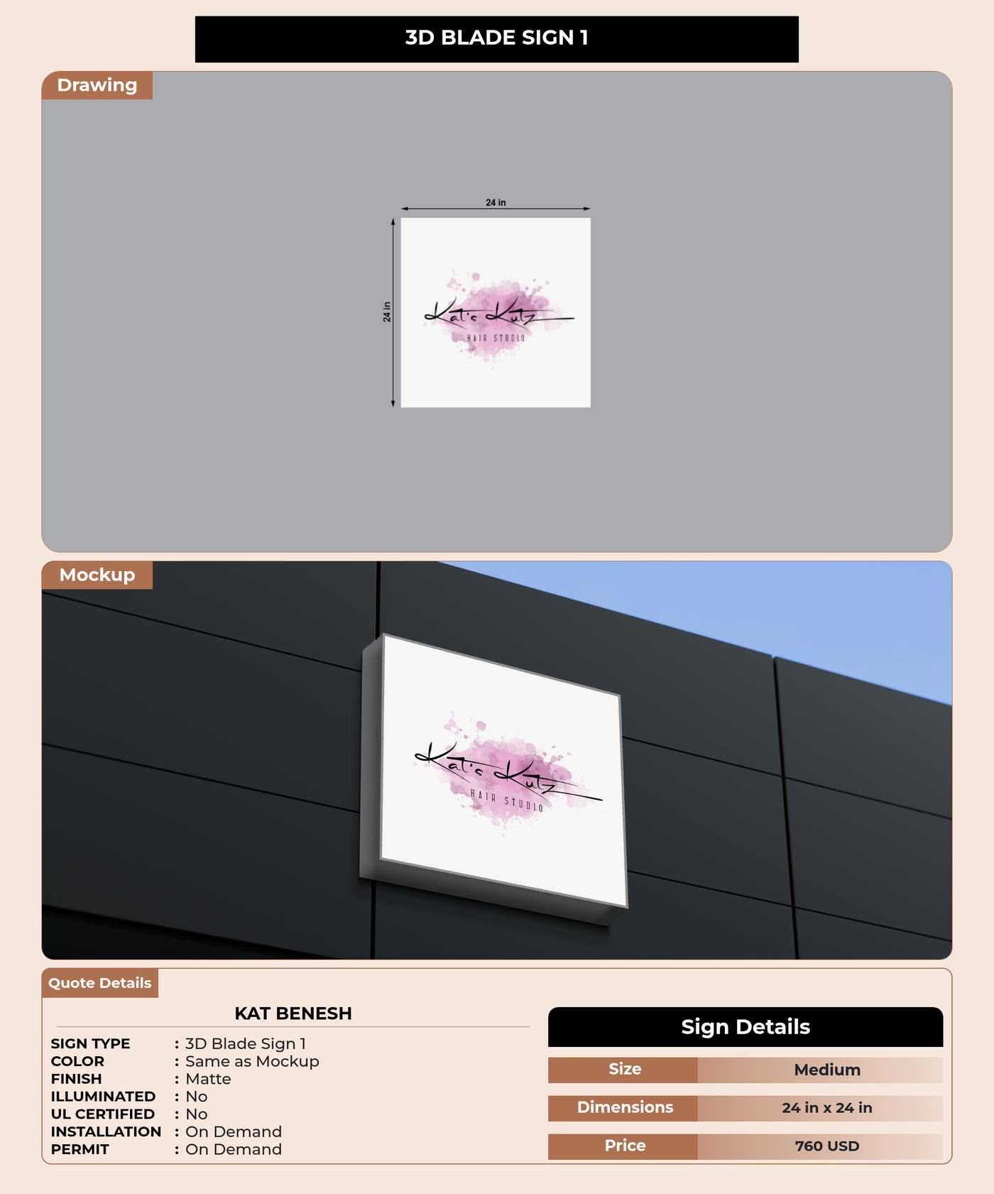 CUSTOM MOCKUP SIGN FOR Kat Benesh