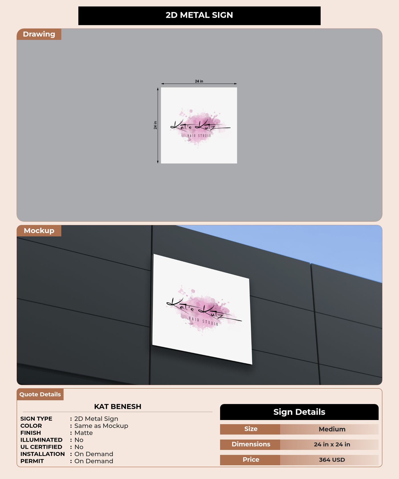 CUSTOM MOCKUP SIGN FOR Kat Benesh