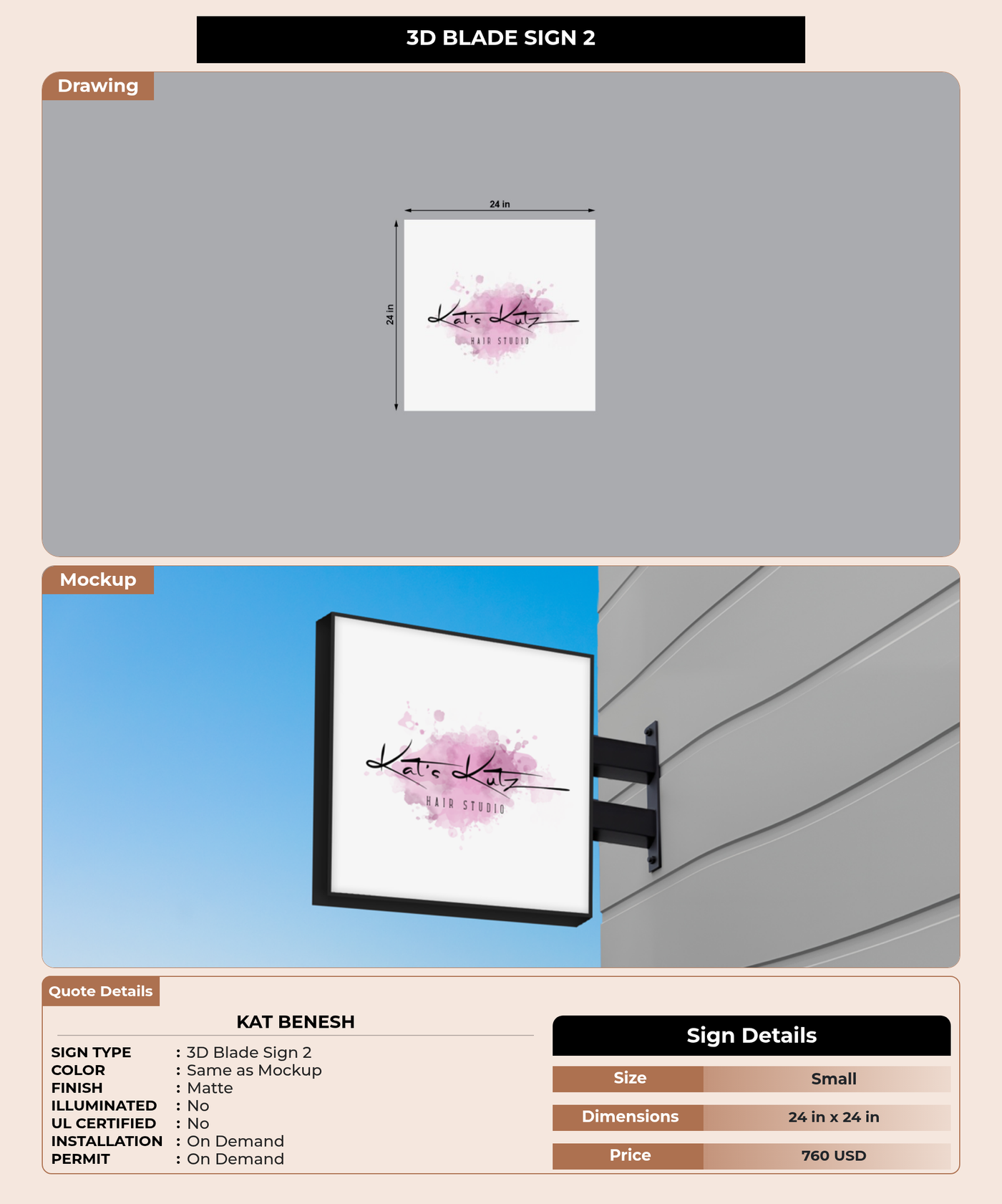 CUSTOM MOCKUP SIGN FOR Kat Benesh