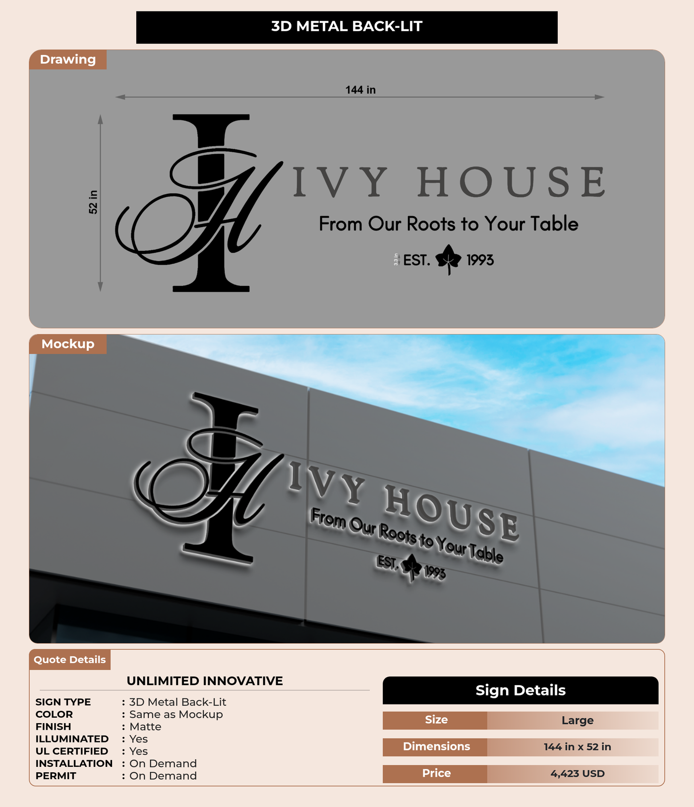 CUSTOM MOCKUP SIGN FOR Unlimited Innovative