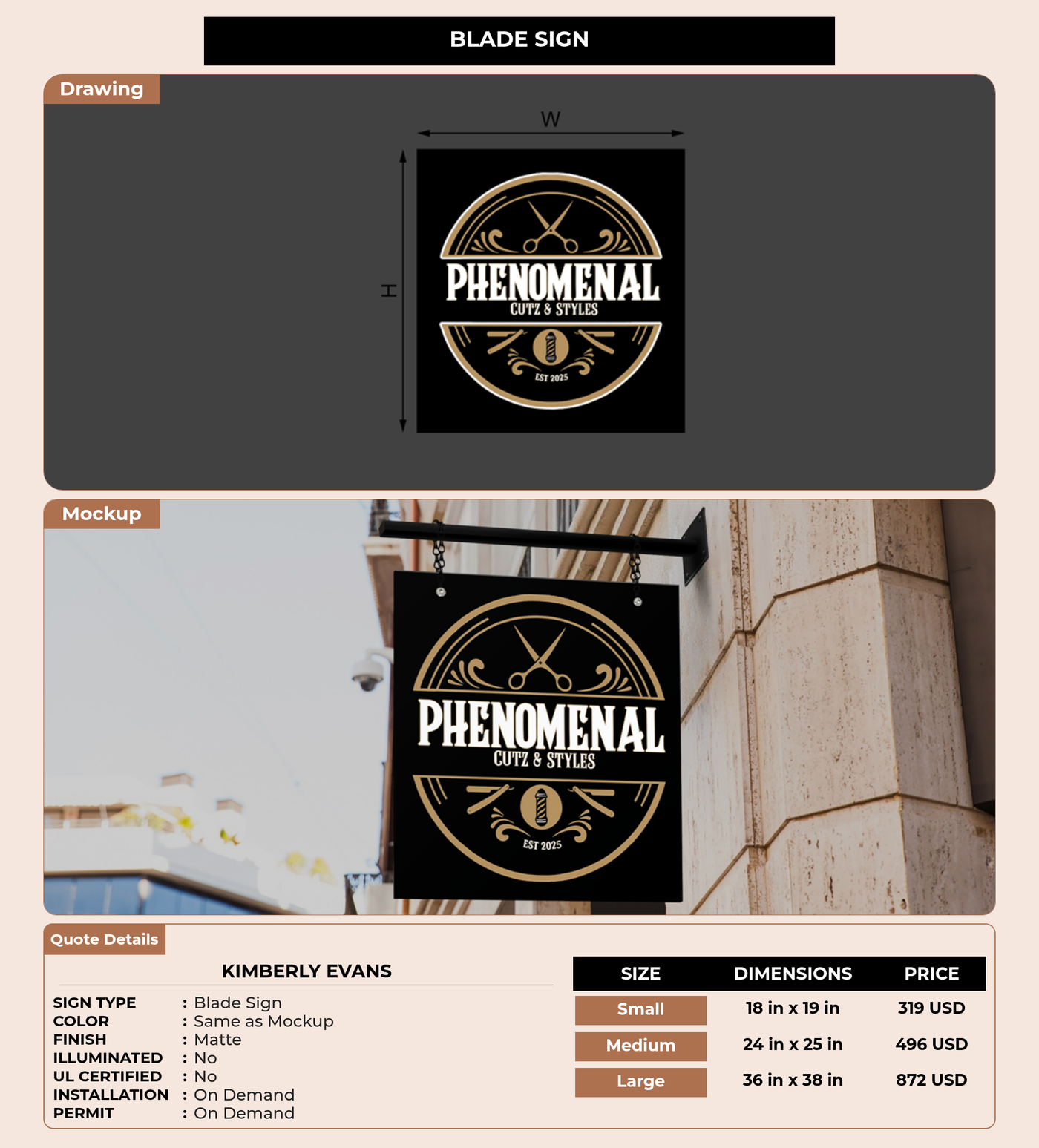 CUSTOM MOCKUP SIGN FOR Kimberly Evans